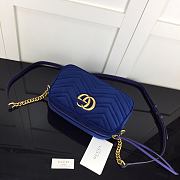 Gucci GG Marmont Small Shoulder In Blue Velvet 447632 Size 24cm - 4