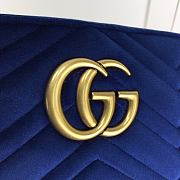 Gucci GG Marmont Small Shoulder In Blue Velvet 447632 Size 24cm - 5
