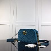 Gucci GG Marmont Small Shoulder In Light Blue Velvet 447632 Size 24cm - 2