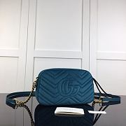 Gucci GG Marmont Small Shoulder In Light Blue Velvet 447632 Size 24cm - 3