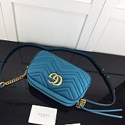 Gucci GG Marmont Small Shoulder In Light Blue Velvet 447632 Size 24cm - 5