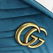Gucci GG Marmont Small Shoulder In Light Blue Velvet 447632 Size 24cm - 6