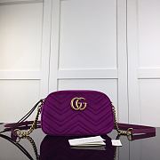 Gucci GG Marmont Small Shoulder In Light Dark Purple Velvet 447632 Size 24cm - 1