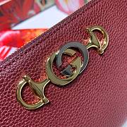 Gucci Zumi Grainy Leather Around Wallet In Bordeaux 570661 Size 19x103.5cm - 5