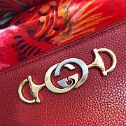 Gucci Zumi Grainy Leather Around Wallet In Red 570661 Size 19x103.5cm - 3