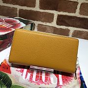 Gucci Zumi Grainy Leather Around Wallet In Yellow 570661 Size 19x103.5cm - 2