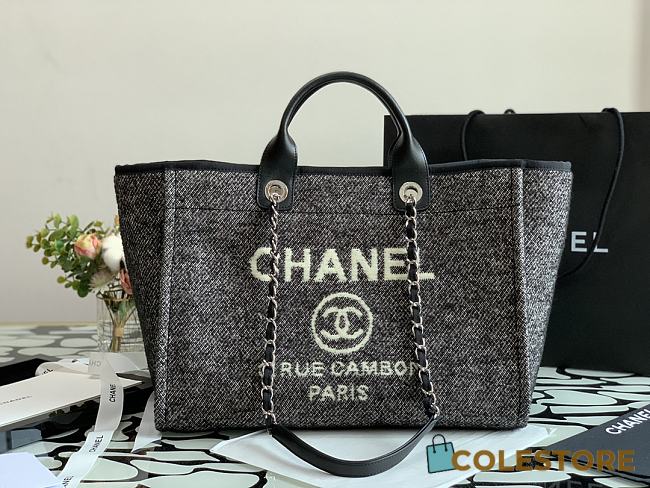 Chanel Deauville Shopping Bag In Black A67001 Size 38cm - 1