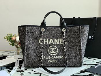 Chanel Deauville Shopping Bag In Black A67001 Size 38cm