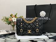 Chanel Aged Calfskin & Gold-tone Metal Handbag Black 17x25x8cm - 1