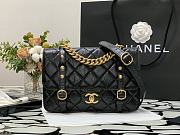 Chanel Aged Calfskin & Gold-tone Metal Handbag Black 17x25x8cm - 6