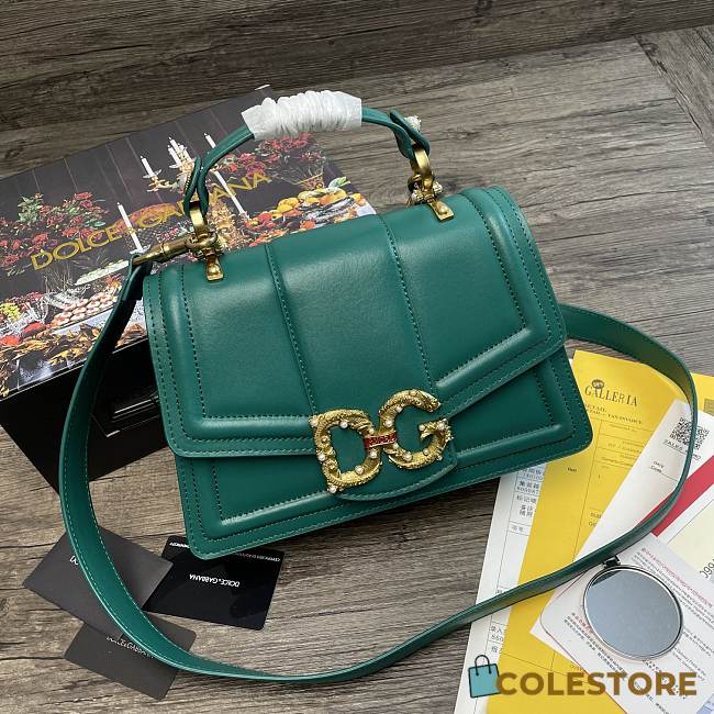Dolce & Gabbana DG Amore Tote Bag In Green BB667 27cm - 1