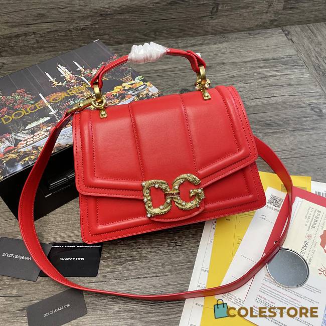 Dolce & Gabbana DG Amore Tote Bag In Red BB667 Size 27x8x18cm - 1