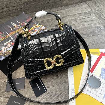 Dolce&Gabbana Amore Baroque Tote Bag In Black BB667 Size 27x8x18cm