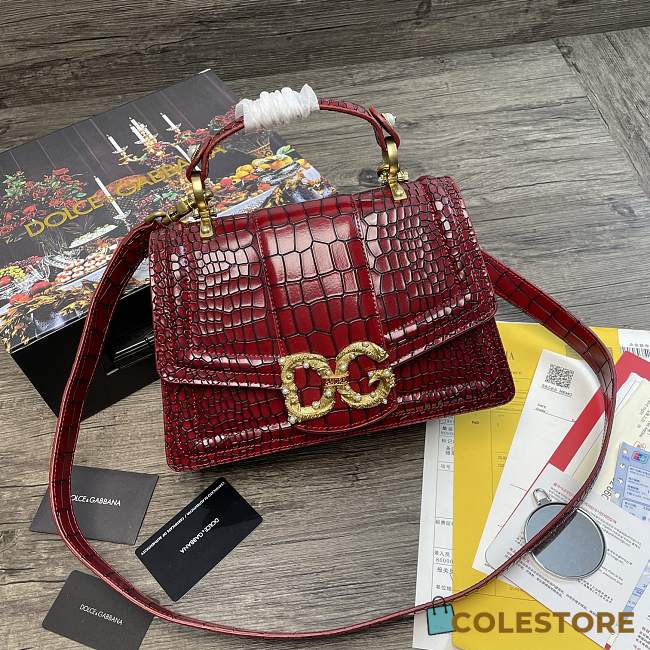 Dolce&Gabbana Amore Baroque Tote Bag In Wine BB667 Size 27x8x18cm - 1