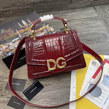 Dolce&Gabbana Amore Baroque Tote Bag In Wine BB667 Size 27x8x18cm