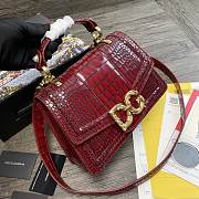 Dolce&Gabbana Amore Baroque Tote Bag In Wine BB667 Size 27x8x18cm - 6
