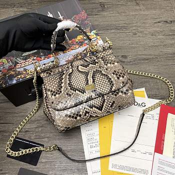 Dolce & Gabbana Sicily Tote Bag Python Leather BB623 Size 20x9.5x14cm