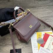 Dolce & Gabbana Sicily Tote Bag In Wine BB623 Size 20x9.5x14cm - 6