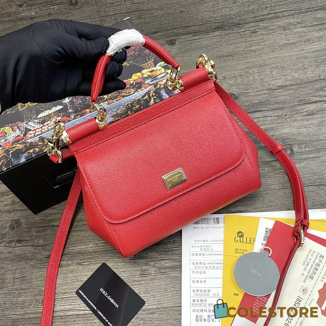 Dolce & Gabbana Sicily Tote Bag In Red BB623 Size 20x9.5x14cm - 1