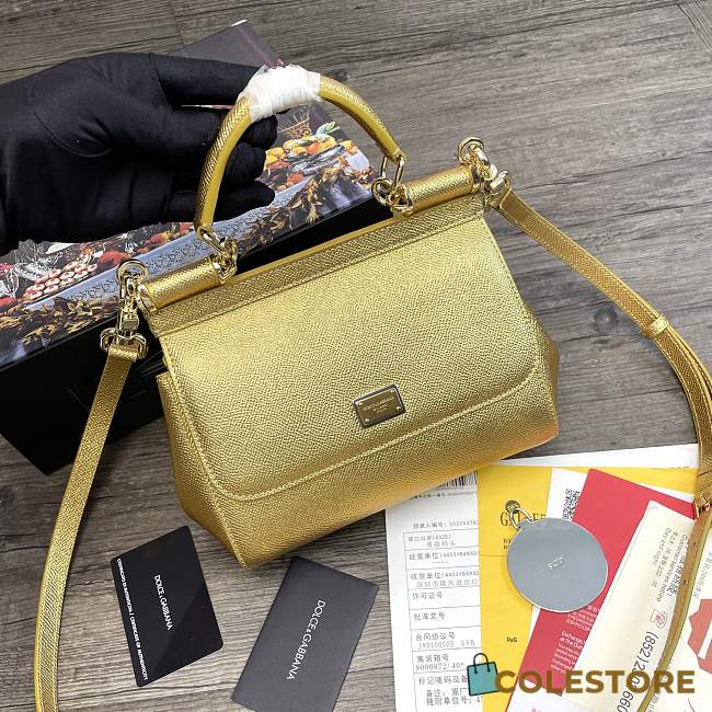 Dolce & Gabbana Sicily Tote Bag In Gold BB623 Size 20x9.5x14cm - 1
