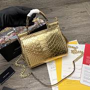Dolce & Gabbana Sicily Tote Bag In Golden Snake Leather BB623 Size 20x9.5x14cm - 3