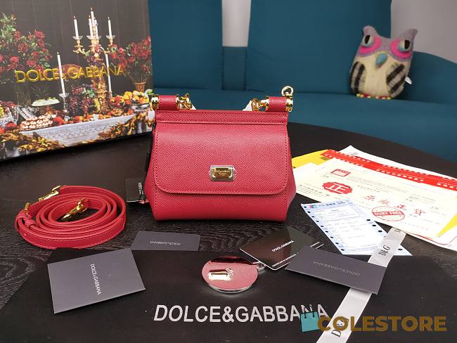 Dolce & Gabbana Small Sicily Tote Bag Iin Red BB623 Size 16x10x5cm - 1