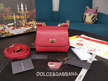 Dolce & Gabbana Small Sicily Tote Bag Iin Red BB623 Size 16x10x5cm