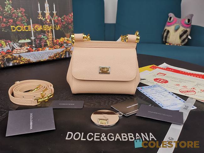 Dolce & Gabbana Small Sicily Tote Bag In Light Pink BB623 Size 16x10x5cm - 1