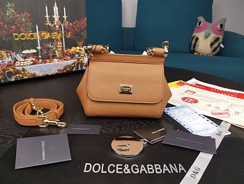 Dolce & Gabbana Small Sicily Tote Bag In Brown BB623 Size 16x10x5cm