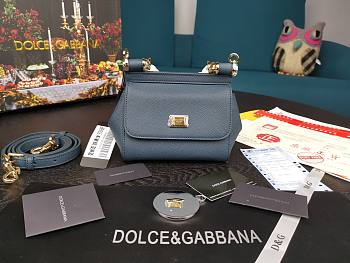 Dolce & Gabbana Small Sicily Tote Bag In Dark Blue BB623 Size 16x10x5cm