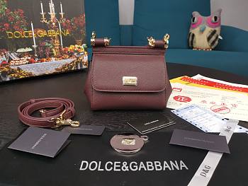 Dolce & Gabbana Small Sicily Tote Bag In Wine BB623 Size 16x10x5cm