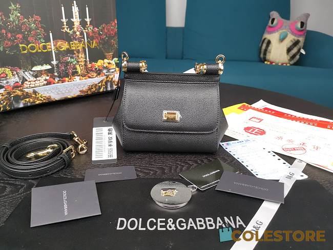 Dolce & Gabbana Small Sicily Tote Bag In Black BB623 Size 16x10x5cm - 1