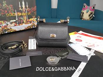 Dolce & Gabbana Small Sicily Tote Bag In Black BB623 Size 16x10x5cm