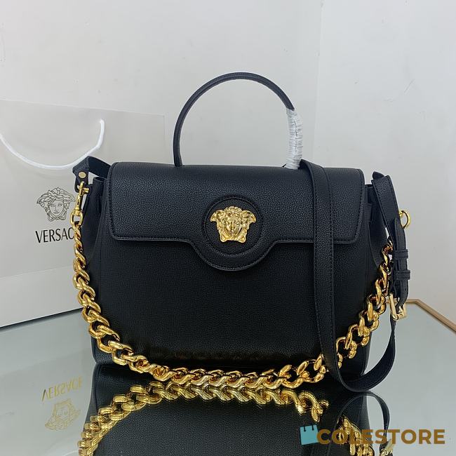 Versace La Medusa Handbag In Black Gold DBFI0 Size 35x14x25cm  - 1