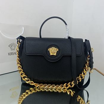 Versace La Medusa Handbag In Black Gold DBFI0 Size 35x14x25cm 