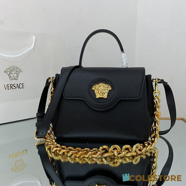 Versace La Medusa Handbag In Black Gold DBFI0 Size 25x15x22cm  - 1