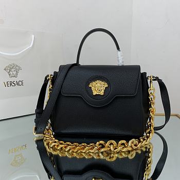Versace La Medusa Handbag In Black Gold DBFI0 Size 25x15x22cm 