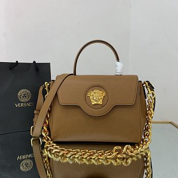 Versace La Medusa Handbag In Brown DBFI0 Size 25x15x22cm 