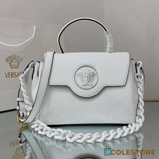 Versace La Medusa Handbag In White DBFI0 Size 25x15x22cm  - 1