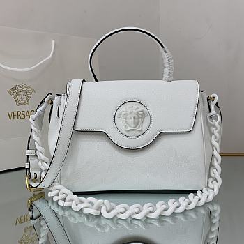 Versace La Medusa Handbag In White DBFI0 Size 25x15x22cm 