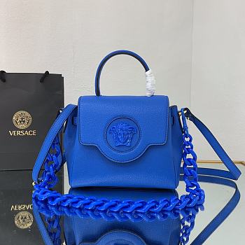 Versace La Medusa Handbag In Blue DBFI0 Size 20x10x17cm 