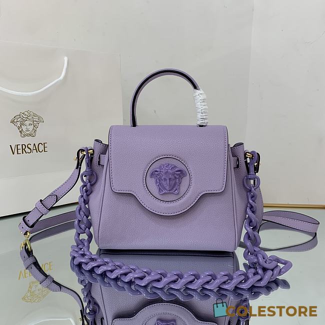 Versace La Medusa Handbag In Purple DBFI0 Size 20cm  - 1