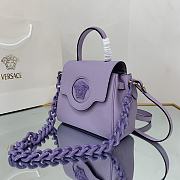 Versace La Medusa Handbag In Purple DBFI0 Size 20cm  - 5