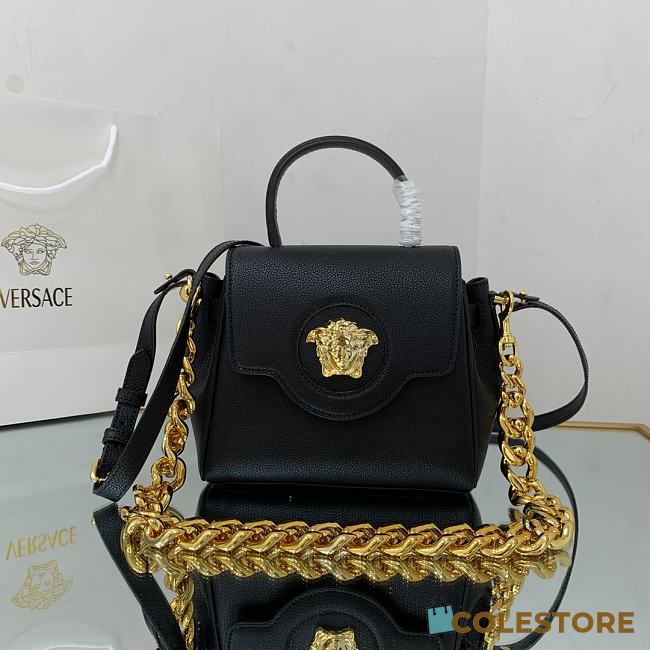 Versace La Medusa Handbag In Black Gold DBFI0 Size 20x10x17cm  - 1