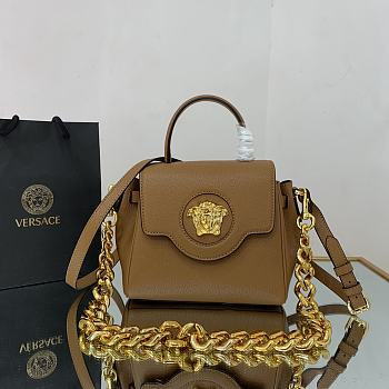 Versace La Medusa Handbag In Brown DBFI0 Size 20x10x17cm 
