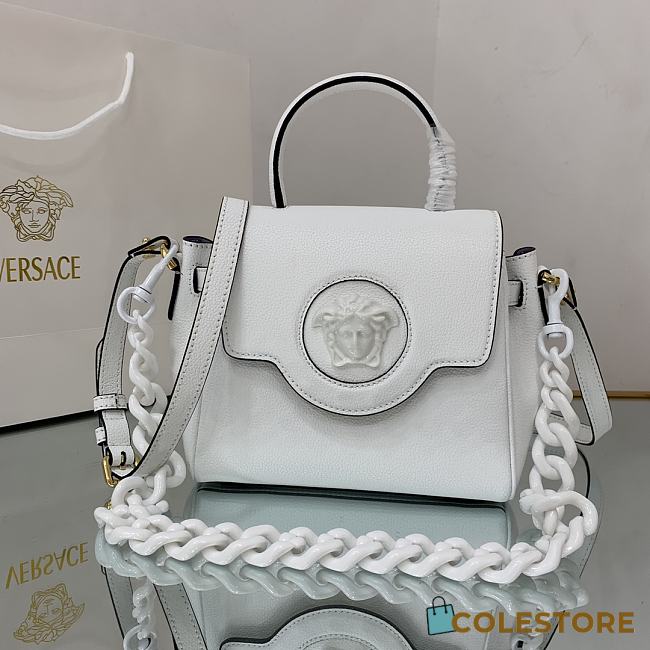 Versace La Medusa Handbag In White DBFI0 Size 20x10x17cm  - 1