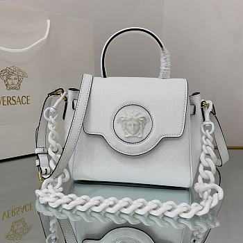 Versace La Medusa Handbag In White DBFI0 Size 20x10x17cm 