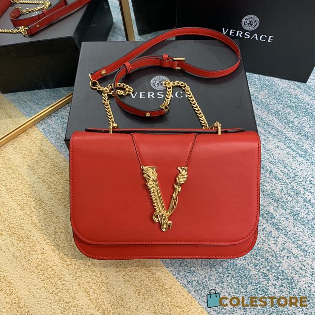 Versace Virtus Red Calfskin Leather Shoulder Bag DBFG9 Size 24x9x16.5cm - 1