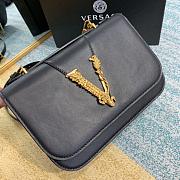 Versace Virtus Black Calfskin Leather Shoulder Bag DBFG9 Size 24x9x16.5cm - 4