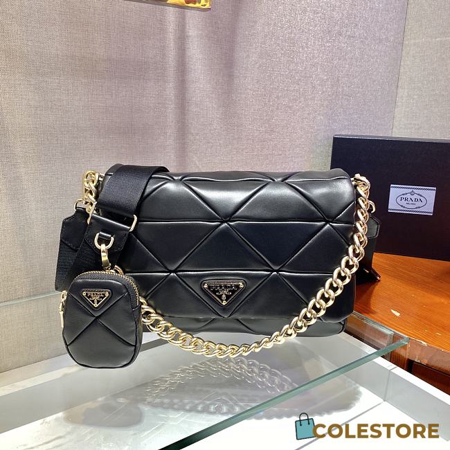 Prada Shoulder Bag Quilted Leather 1BD291 Size 28x18x7.5cm - 1